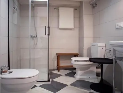 a bathroom with a toilet and a glass shower at GATU PREMIUM Apartamento Palacio Oneto con Jardín Privado 