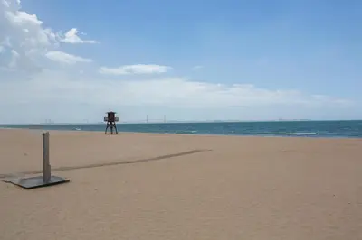 a object on a beach with the ocean in the background at Azvalia - Valdelagrana Puerto Príncipe, Playa, piscina, parking in El Puerto de Santa María