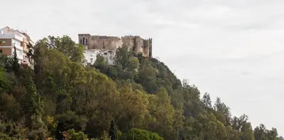 a castle on top of a hill with trees at Casa PauMar, tu casa en Arcos de la Frontera in Arcos de la Frontera