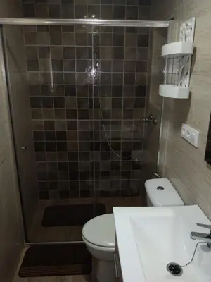 a bathroom with a shower and a toilet and a sink at piso pilar in Chiclana de la Frontera