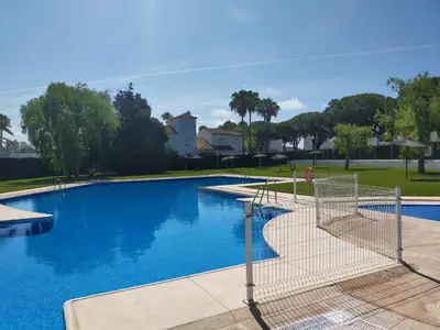 a swimming pool with a goal in the middle at Casa Pio Pio in Novo Sancti Petri