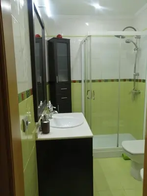 a bathroom with a sink and a shower at Piso en San Fernando (Cádiz) in San Fernando