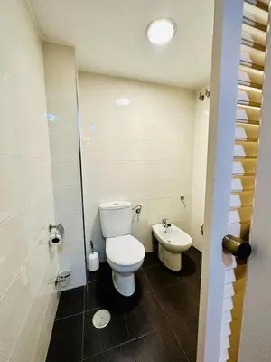 a bathroom with a toilet and a sink at Avenida Portugal con Ascensor Grupo AC Gestión in Cádiz