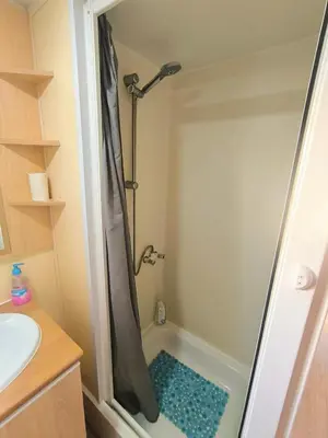 a bathroom with a shower and a sink at Casa en Chiclana de la Frontera, Playa La Barrosa in Chiclana de la Frontera