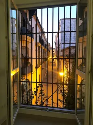 a view of a city street from a window at Apartamento en Plaza Plateros in Jerez de la Frontera