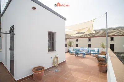a view of the courtyard of a house with a patio at Banda Playa - Arizón in Sanlúcar de Barrameda
