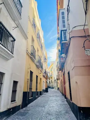 an empty alley way between buildings in a city at La Botica Grupo AC Gestion in Cádiz
