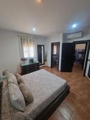 a bedroom with a large bed with pillows on it at Las Vistas in Arcos de la Frontera