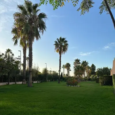 a park with palm trees and green grass at Costa Ballena Mar Abierto in Costa Ballena