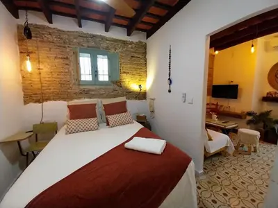 a bedroom with a large bed in a room at Kala Almendrillo Apartment Boutique in Jerez de la Frontera