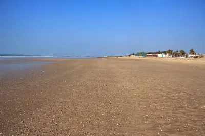 a view of a beach with the ocean in the background at Casa de campo, llena de encanto junto al mar in Cádiz