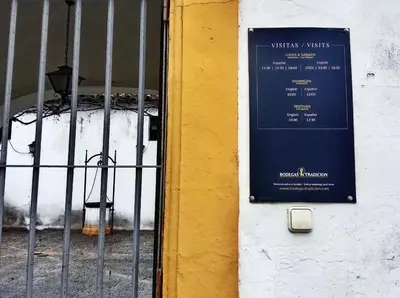a door of a building with a sign on it at Estudio Interior Kala - Only Adults - Private Room in Jerez de la Frontera