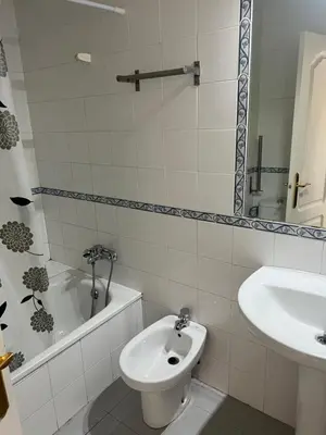 a bathroom with a sink and a toilet and a bath tub at Piso de 3 dormitorios con garaje in Jerez de la Frontera