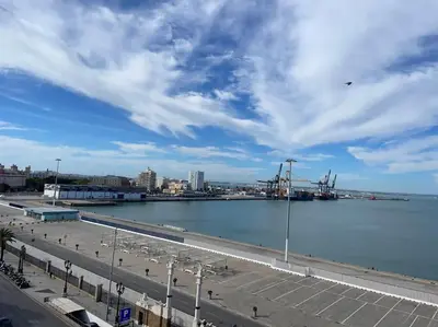 a view of a large body of water with a harbor at Apartamento Fenix - Recién renovado y vistas al mar in Cádiz
