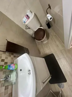 a bathroom with a white toilet and a sink at Duplex centro/playa in Sanlúcar de Barrameda