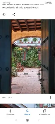 a view of a patio from an open door at La gota de leche 4 in Sanlúcar de Barrameda