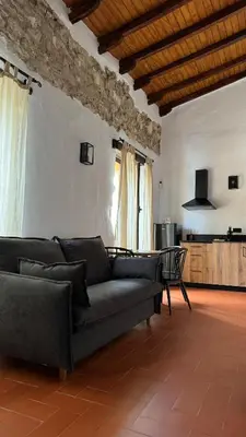 a living room with a couch and a table at Apartamentos Jerez Siglo XIX in Jerez de la Frontera