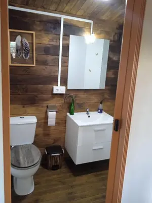 a bathroom with a toilet and a sink at Centro ecuestre Girasol in Chiclana de la Frontera