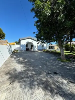a house with a tree in the middle of a driveway at Lurasejo in Cádiz