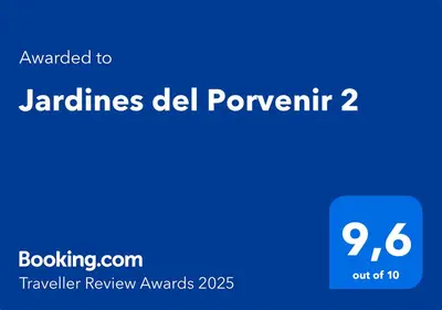a blue rectangle with the words pandias del pomino at Jardines del Porvenir 2 in Puerto Real