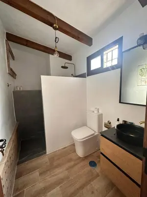 a bathroom with a toilet and a sink at Casa Rural Los Murtales in Alcalá de los Gazules
