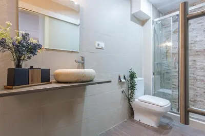 a bathroom with a toilet and a sink at Centrico Tranquilo 2 Rooms in Jerez de la Frontera