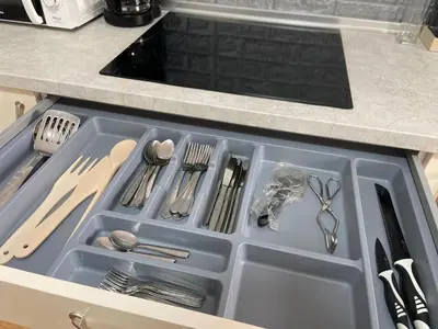 a drawer filled with utensils in a kitchen at TU ESCONDITE in Jerez de la Frontera