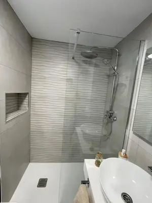 a bathroom with a shower and a sink at Dublin apartment in El Puerto in El Puerto de Santa María