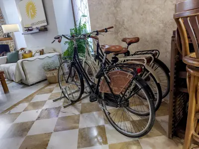 two bikes parked next to each other in a living room at Hotel Argantonio in Cádiz