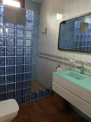 a bathroom with a toilet and a sink and a shower at Casa Rural El Almendrillo in Arcos de la Frontera