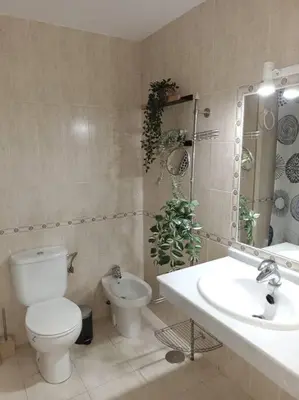 a bathroom with a toilet and a sink at Apto en El Puerto de Santa María in El Puerto de Santa María