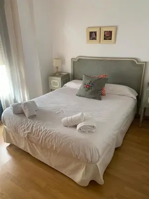 a bedroom with a bed with towels on it at ARCO PLAZA DE ESPAÑA CADIZ in Cádiz
