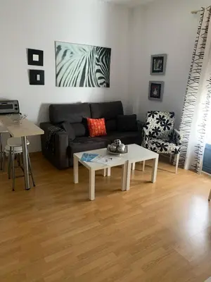 a living room with a couch and a coffee table at ARCO PLAZA DE ESPAÑA CADIZ in Cádiz