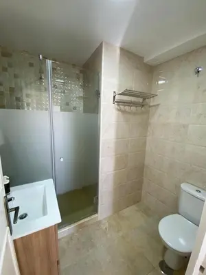a bathroom with a shower and a toilet and a sink at La ilusión de Pepa in El Puerto de Santa María