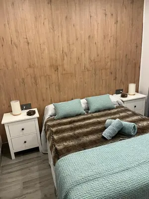 a bedroom with a bed with two night stands at El rincon de Carmen in Jerez de la Frontera