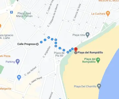 a map of puerto vallarta with red dots at Precioso apartamento en Rota in Rota