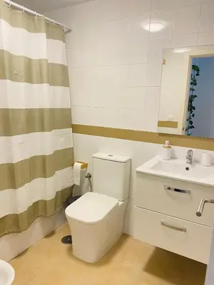 a bathroom with a toilet and a sink at Ático Sonnenschein in Jerez de la Frontera