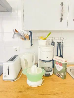 a kitchen counter with a mixer and a bowl on it at Ático Sonnenschein in Jerez de la Frontera