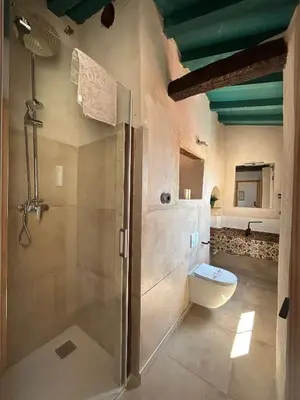 a bathroom with a shower and a toilet at Casa del Reloj - Puerto De Sta María in El Puerto de Santa María