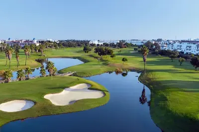 an aerial view of the golf course at the resort at Luxury Beach Townhouse Retreat in Cádiz