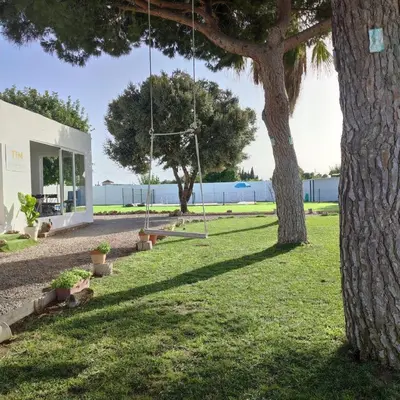a swing in a park with a tree at Habitación en el centro de bienestar TFM in Cádiz