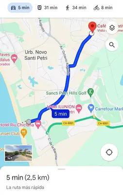a screenshot of a map of a subway at Casita de madera Azul in Chiclana de la Frontera