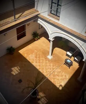 an overhead view of a patio in a building at Apartamento en Casa Palacio- Centro Sanlucar in Sanlúcar de Barrameda