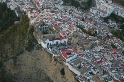 an aerial view of a town on a mountain at Casa Lomas in Arcos de la Frontera