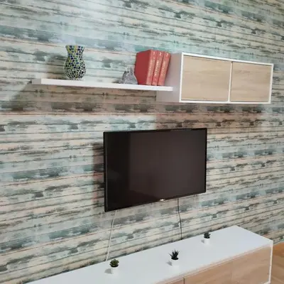 a flat screen tv on a wooden wall at Apartamento ESPERANZA DE LA YEDRA in Jerez de la Frontera