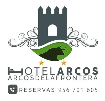 a crest with a castle and a hog on a green shield at Hotel Arcos-Coruña in Arcos de la Frontera