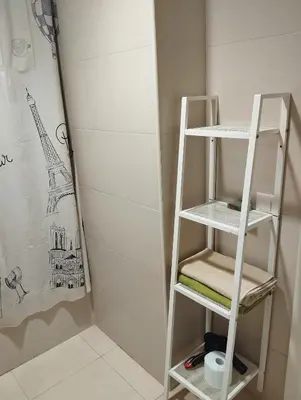 a white ladder in a bathroom with a wall at Casa Ana in Jerez de la Frontera