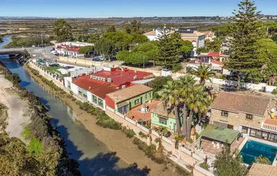 an aerial view of a town next to a river at Stunning Home In Chiclana De La Fronter in Novo Sancti Petri