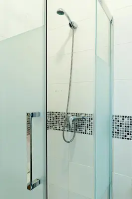 a shower with a glass door in a bathroom at CDZ - Carmen Coronada in Cádiz