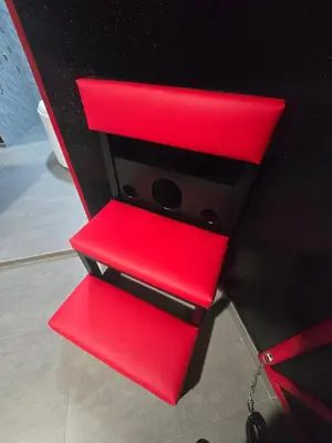 two red drawers on a black counter top at Parque erotico in Jerez de la Frontera